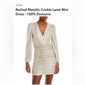 Metallic long sleeve dress with Rouching